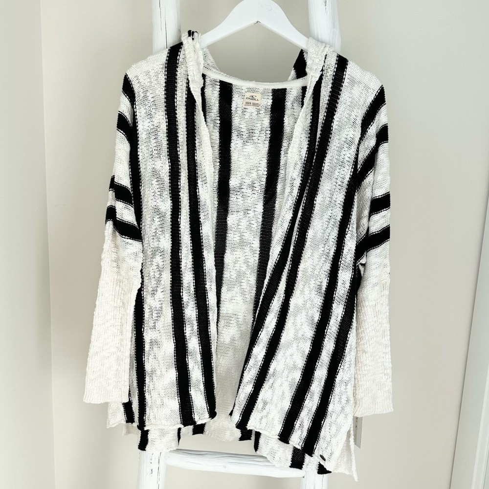 O’Neill Open Front Hooded Striped Cardigan Sz XS/S